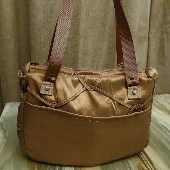 New Shiny Lux Modern Cage Shoulder Bag Purse Brassy Copper Tote Carryall Fashion - Picture 5 of 7